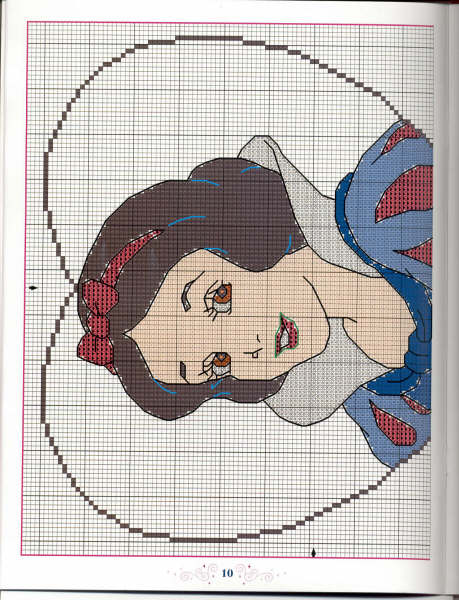 Schema punto croce Biancaneve nel cuore